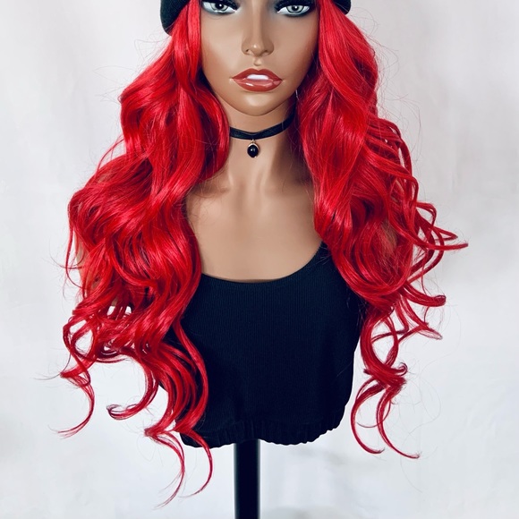 Gorgeous Red Premium Fiber Lace Front Wig for Valentines Day or Everyday - Picture 8 of 13